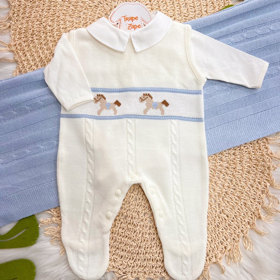 Saída de Maternidade Felipe - Off White e Azul Bebê